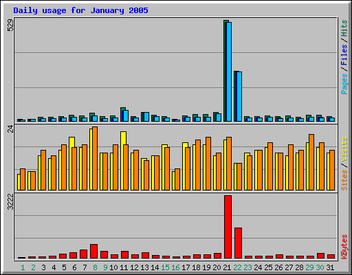 Daily usage for January 2005
