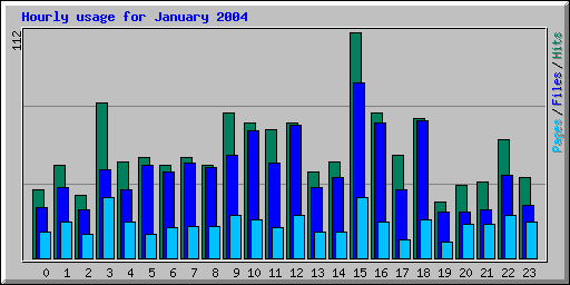 Hourly usage for January 2004