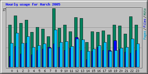 Hourly usage for March 2005
