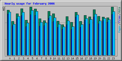 Hourly usage for February 2006