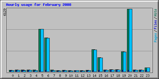 Hourly usage for February 2008