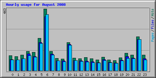 Hourly usage for August 2008