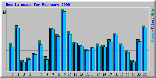 Hourly usage for February 2009